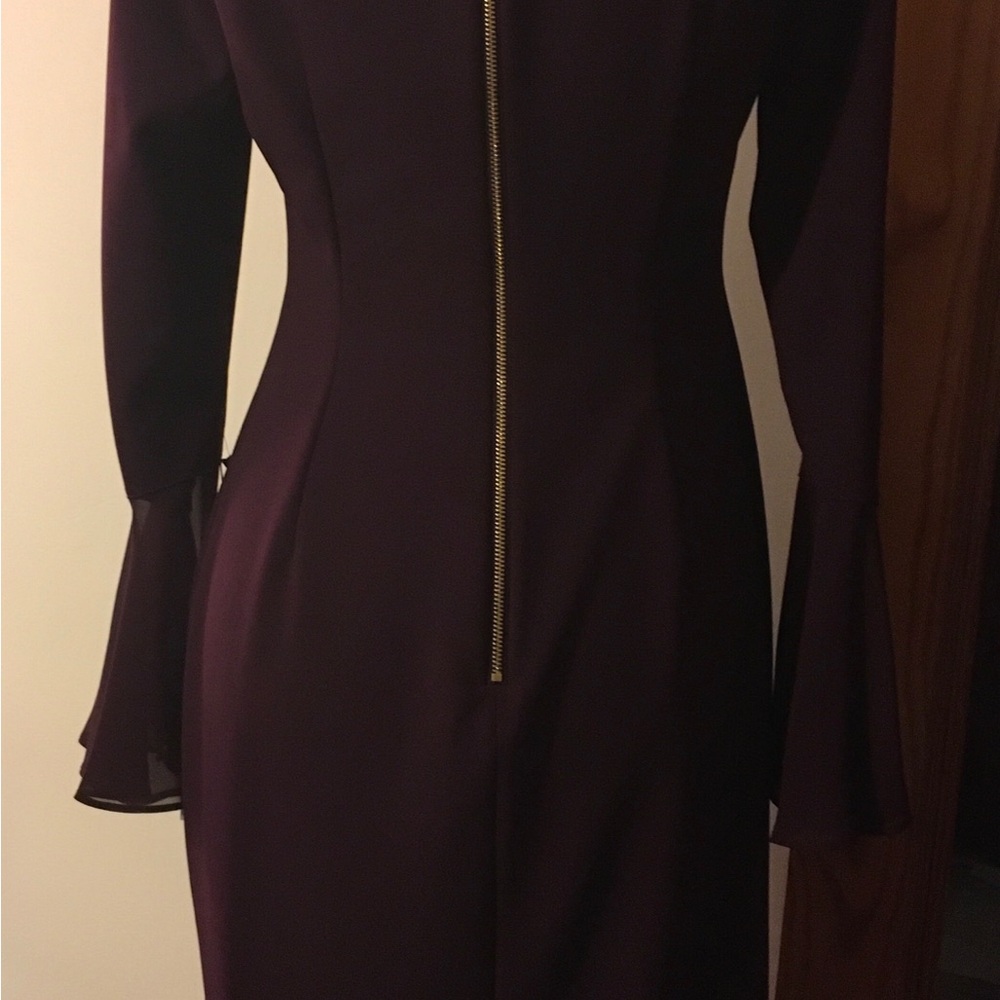 Calvin Klein Long Sleeve Sheath Dress in Plum - Picture 3 of 7